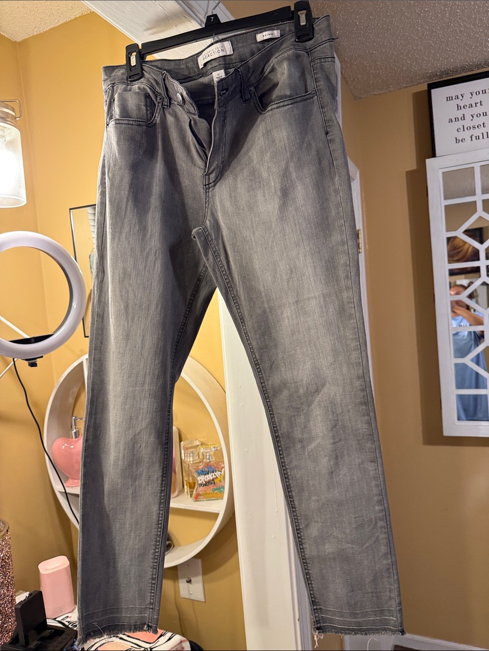 Kenneth Cole Reaction Women’s Light Gray Slim Straight Jeans